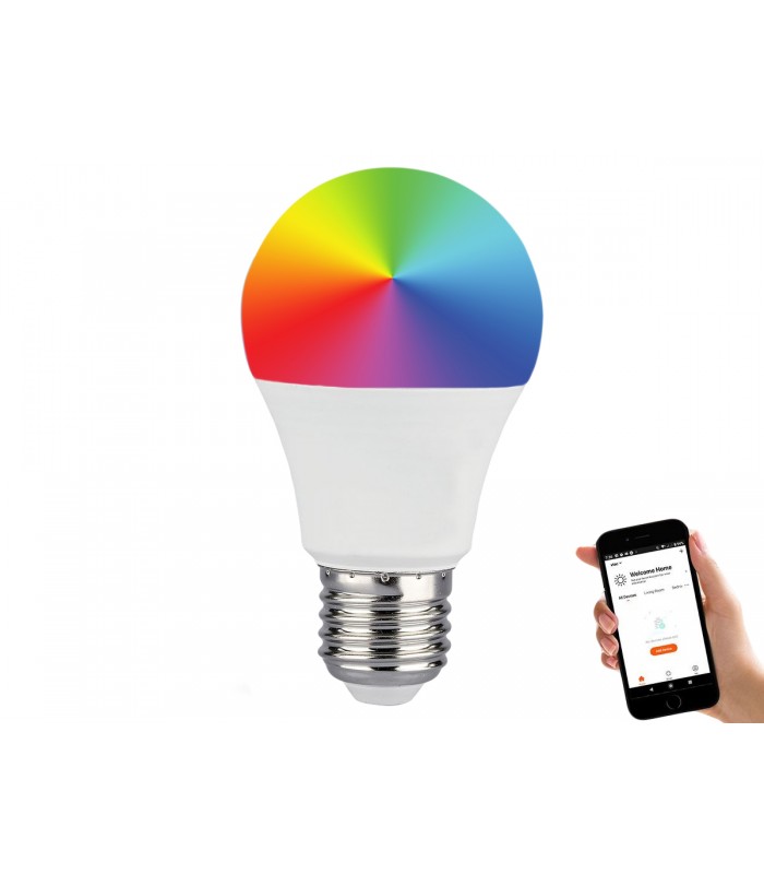 V-TAC Smart Lampada Led Bulb E27 A60 10W WiFi RGB CCT Dimmerabile APP  Compatible  Alexa Google Home SKU-2751 - Expo Light s.r.l.